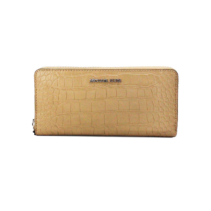 Michael Kors Jet Set Large Camel Animal Print Leather Continental Wrist Wallet