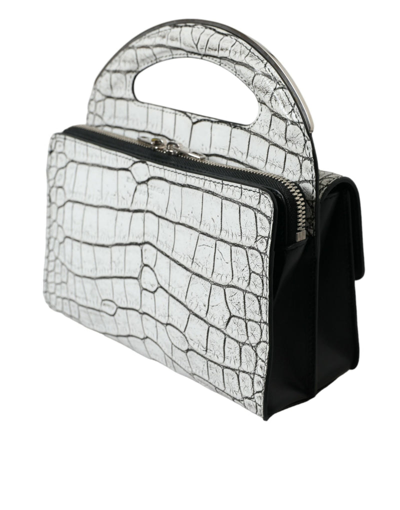 Balenciaga – Minitasche aus Alligatorleder in Metallic-Silber