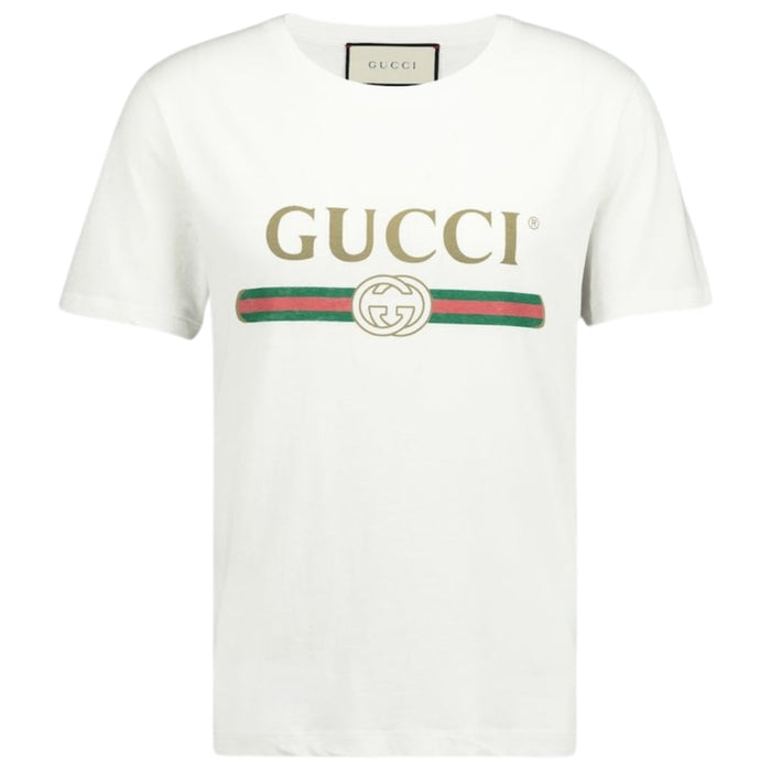 Gucci Washed Gucci Logo Slim Fit White T-Shirt L