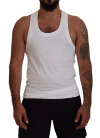 Dsquared² White Cotton Linen Sleeveless Tank T-shirt