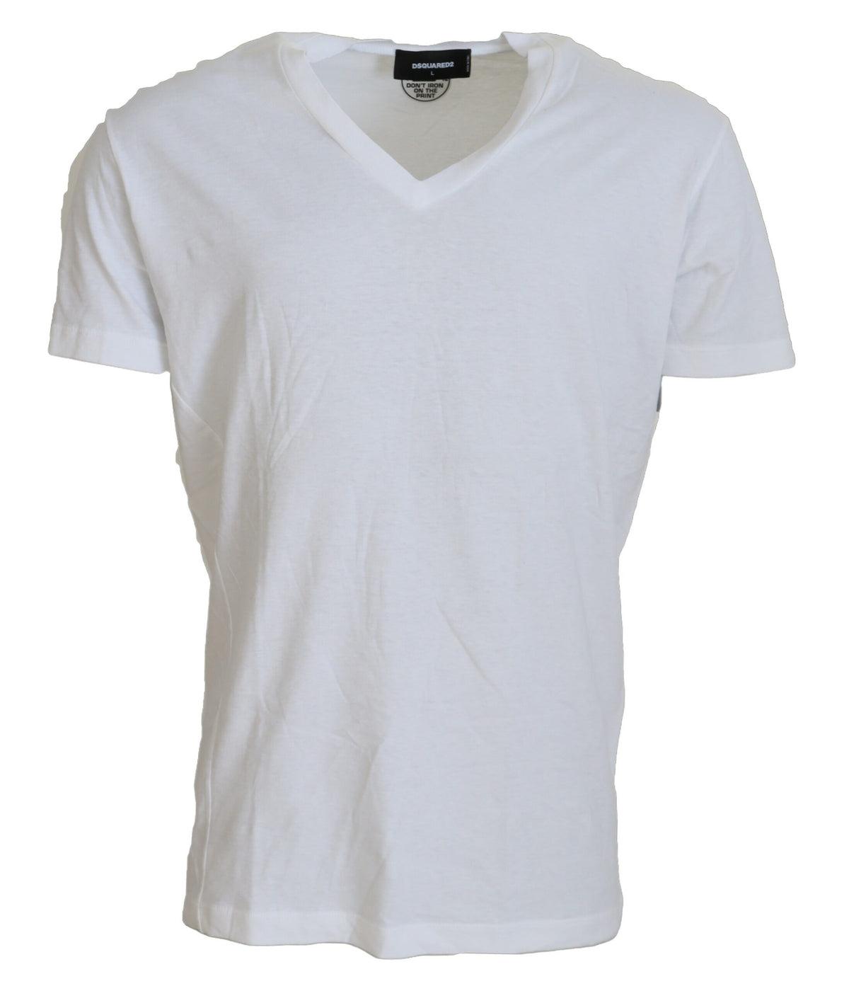 Dsquared² White Cotton Linen Short Sleeves V-neck T-shirt