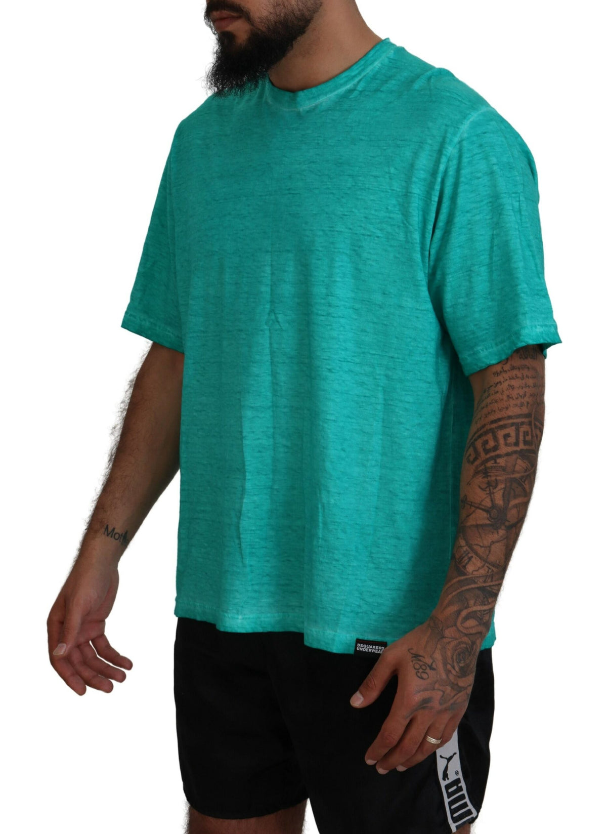 Dsquared² Light Green Cotton Linen Short Sleeves T-shirt