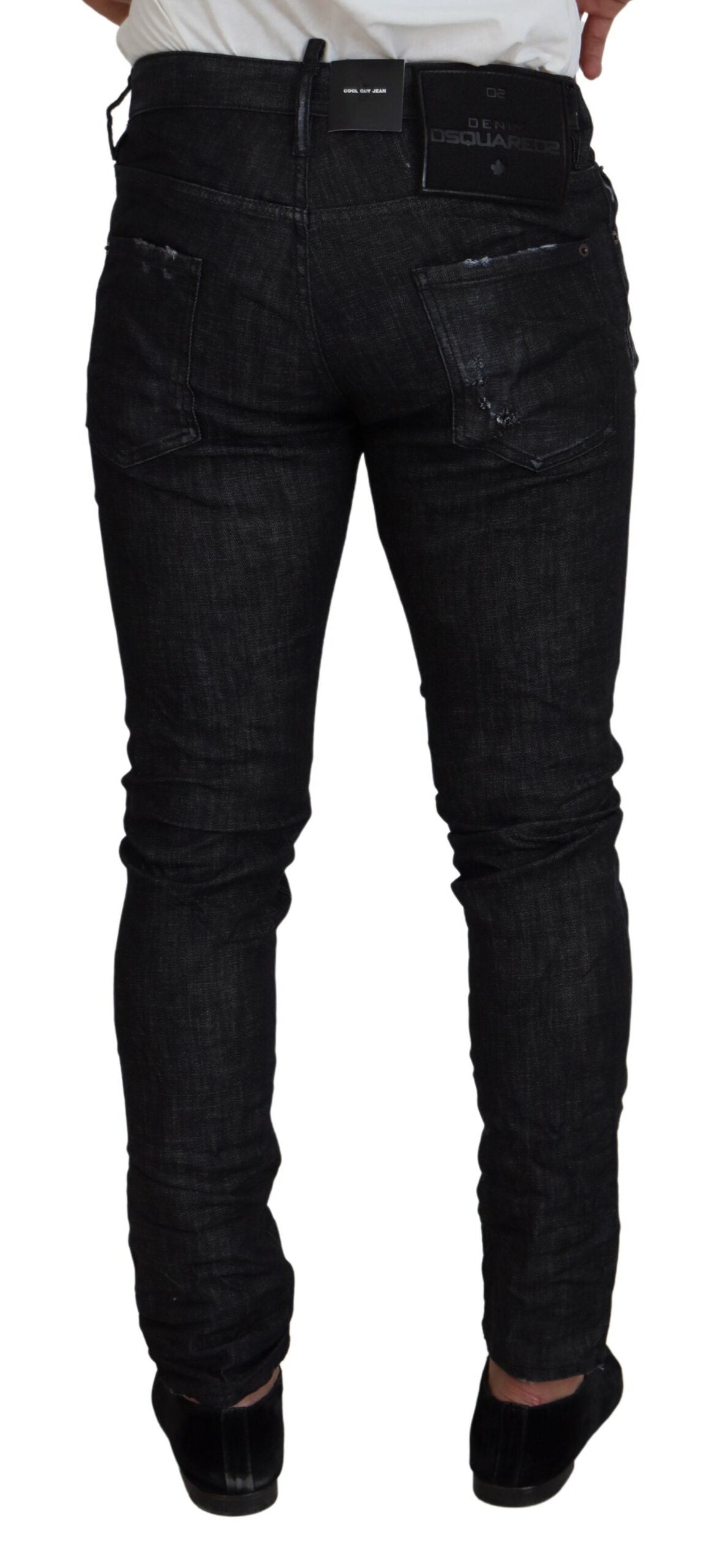 Dsquared² Black Washed Low Waist Skinny Men Denim Jeans