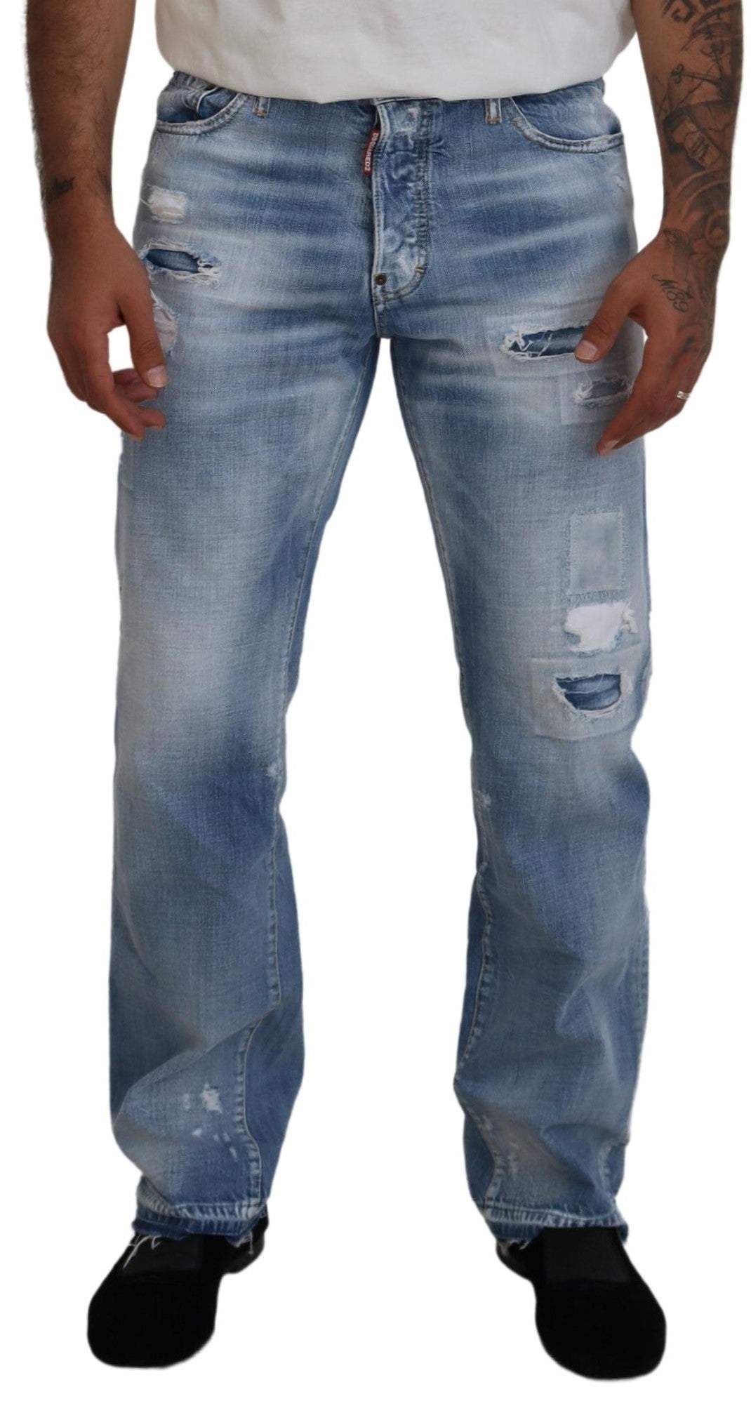 Dsquared² Blue Washed Straight Fit Men Casual Denim Jeans