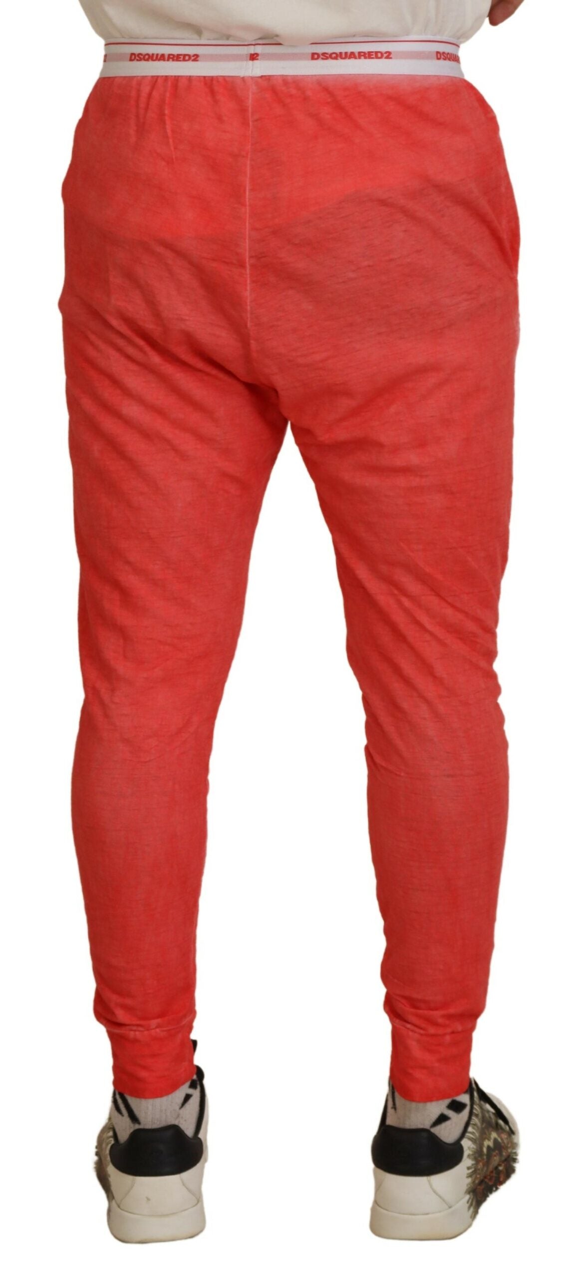 Dsquared² Orange Cotton Elastic Waist Logo Men Pants