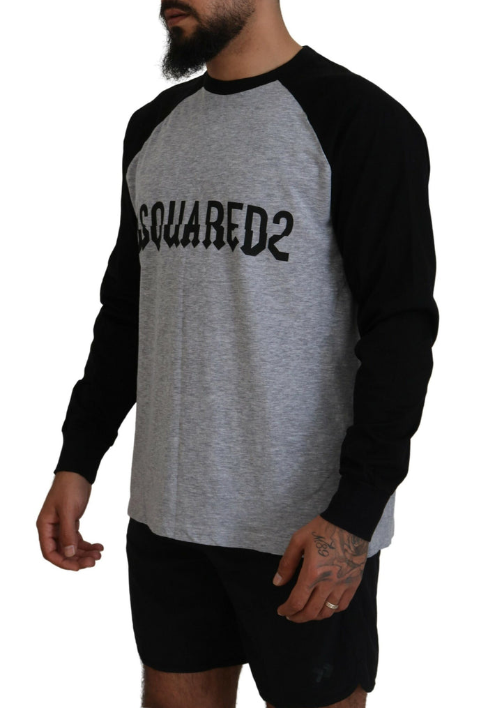 Dsquared² Two Tone Printed Long Sleeves Crew Neck T-shirt