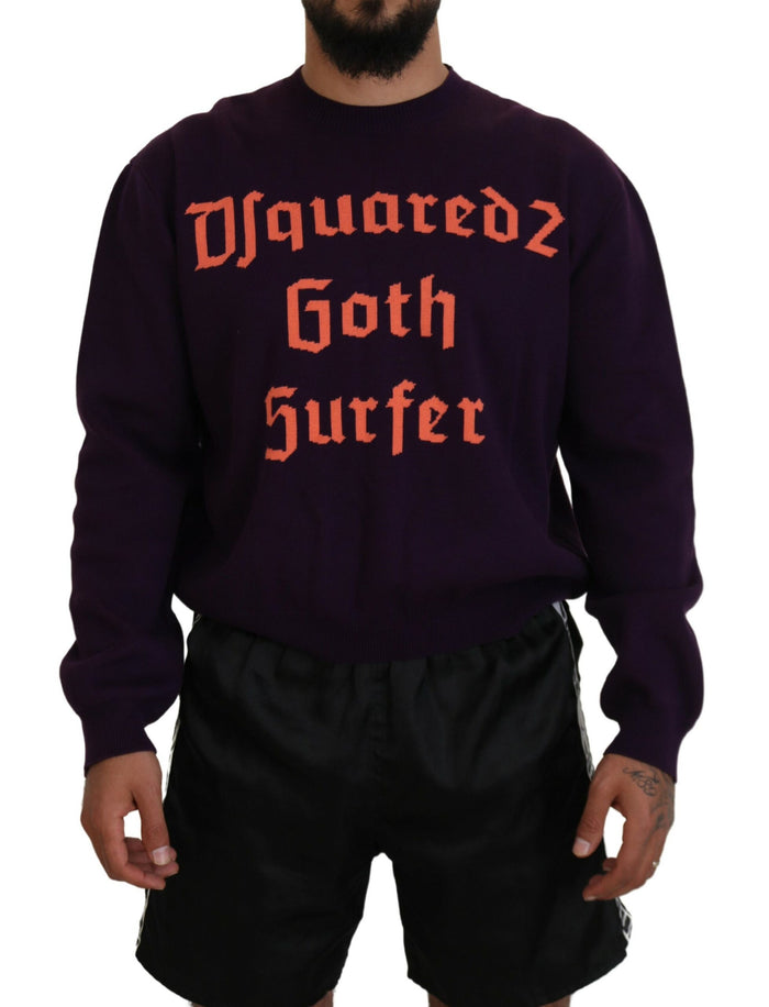 Dsquared² Purple Cotton Printed Men Pullover Sweater