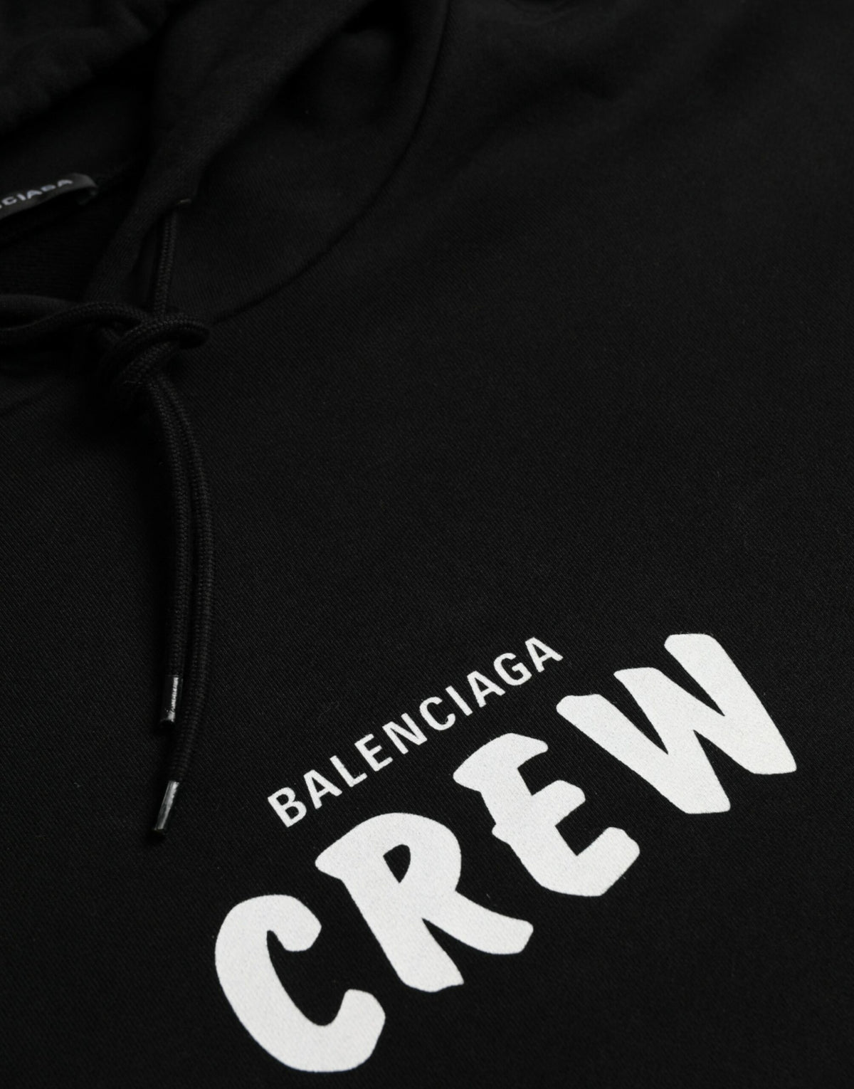 Balenciaga Black Cotton CREW Hooded Pullover Sweatshirt Sweater