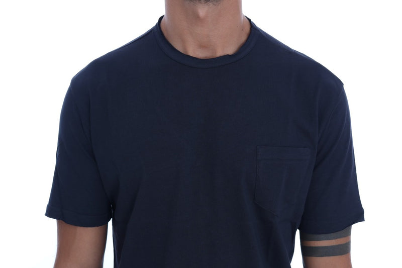 Daniele Alessandrini Schickes blaues T-Shirt mit Rundhalsausschnitt aus Baumwolle