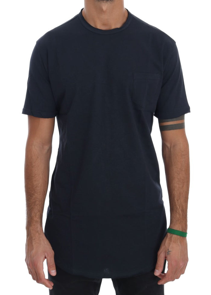 Daniele Alessandrini Schickes blaues T-Shirt mit Rundhalsausschnitt aus Baumwolle