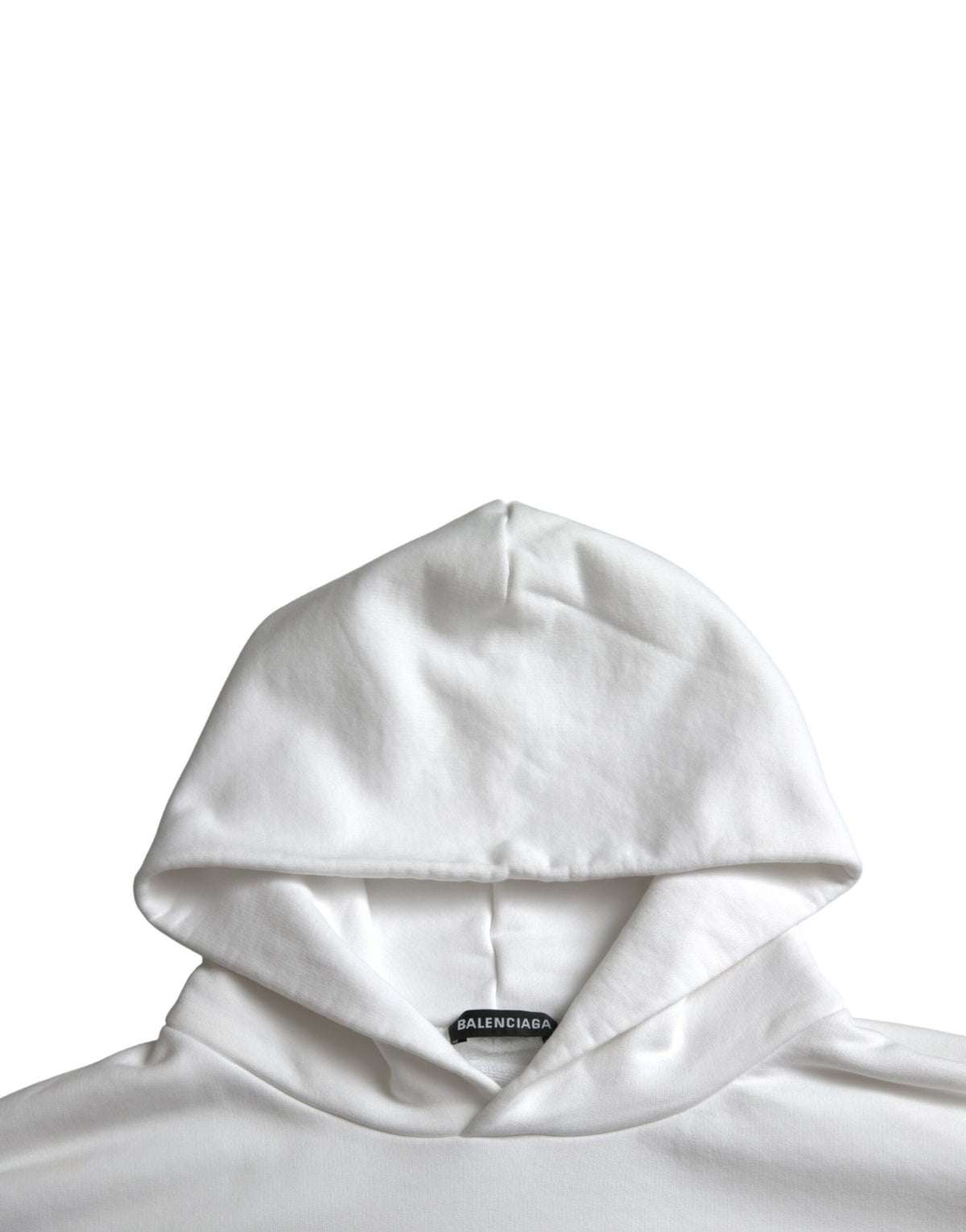 Balenciaga White Cotton Logo Hooded Pullover Sweatshirt Sweater