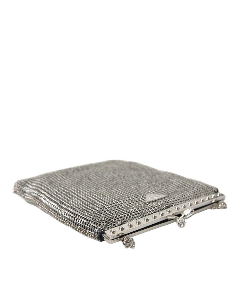 Prada – Elegante, silberne Abendtasche aus Netzstoff