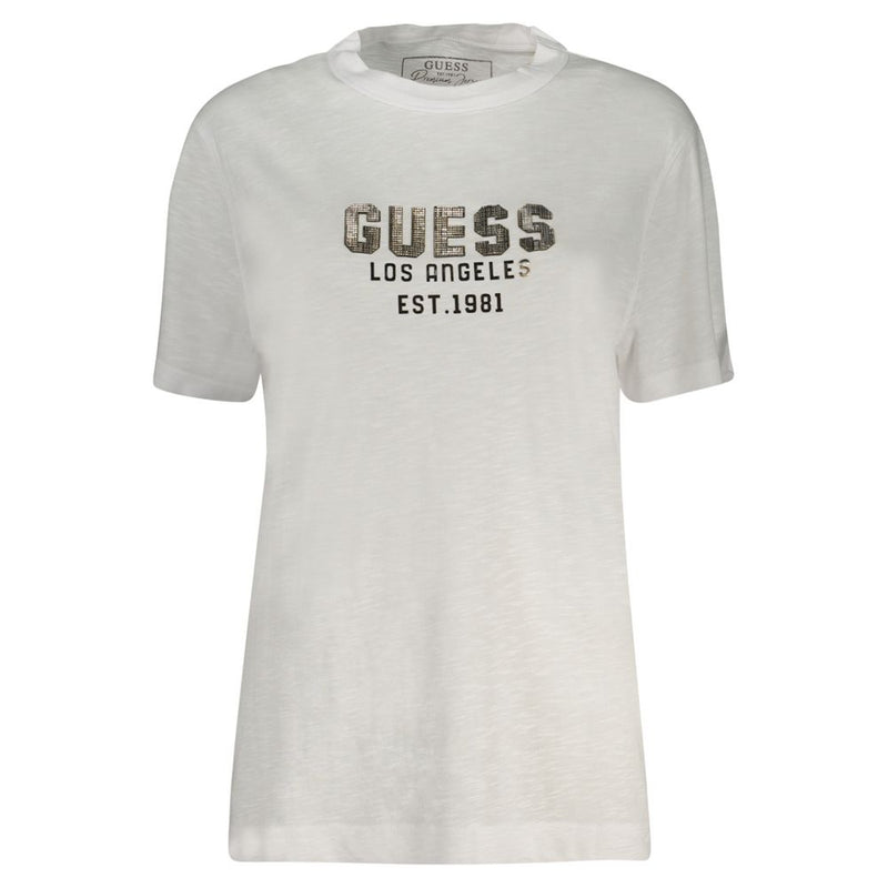 Guess Jeans White Cotton Tops & T-Shirt