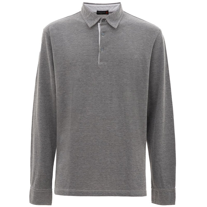 Corneliani Gray Cotton Polo Shirt