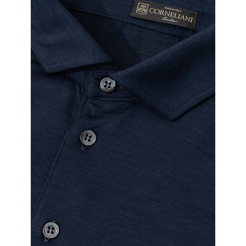 Corneliani Blue Wool Vergine Polo Shirt