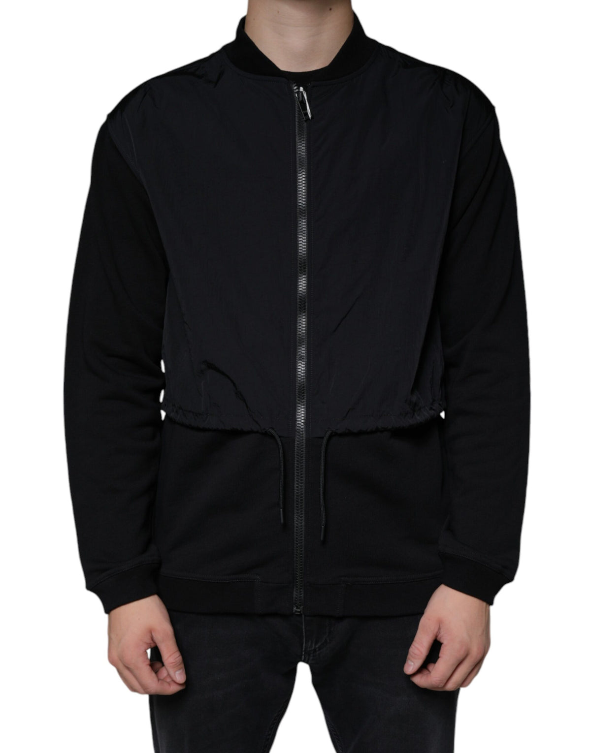 MSGM Black Cotton Full Zip Bomber Long Sleeves Jacket