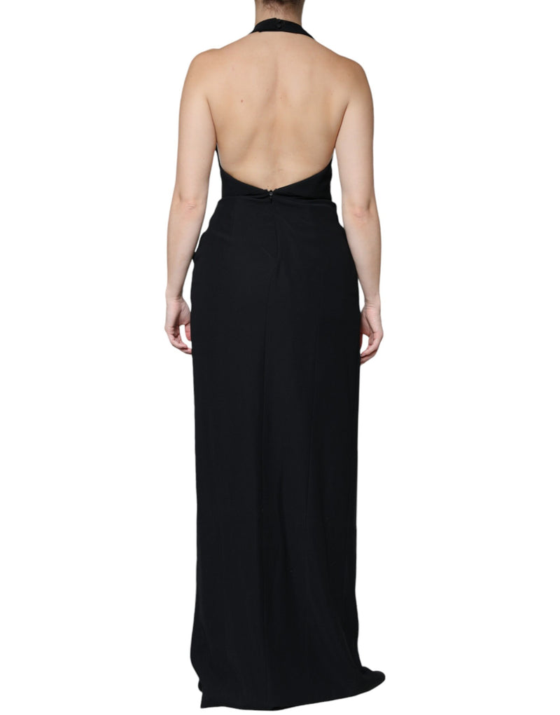 Emporio Armani Black Sleeveless Halter Sheath Long Gown Dress