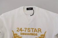 Dsquared² – Weißes Sweatshirt mit Rundhalsausschnitt und Stickerei