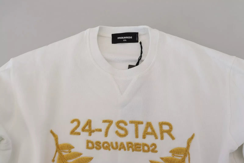 Dsquared² – Weißes Sweatshirt mit Rundhalsausschnitt und Stickerei