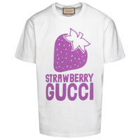 Gucci Strawberry Logo Oversized Fit White T-Shirt S