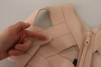 Dsquared² – Beiges Mini-Etuikleid aus Leder mit offenen Schultern