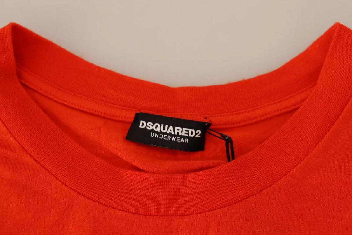 Dsquared² Orangefarbenes Modal-T-Shirt mit Rundhalsausschnitt und kurzen Ärmeln