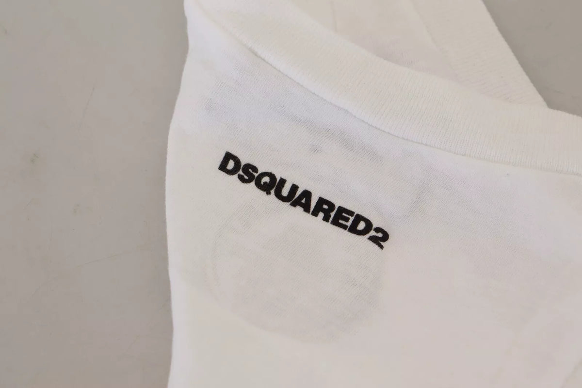 Dsquared² – Ärmelloses Tank-T-Shirt aus Baumwollleinen in Weiß