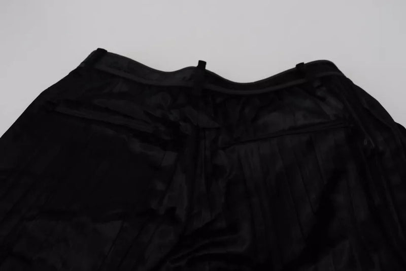 Dsquared² Black Pleated High Waist Wide Leg Cropped Pants