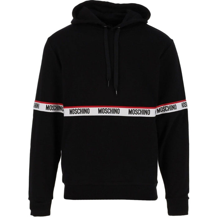 Moschino Branded Taped Chest Black Hoodie M