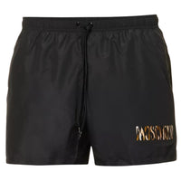 Moschino Small Leopard Print Logo Black Short Swim Shorts S