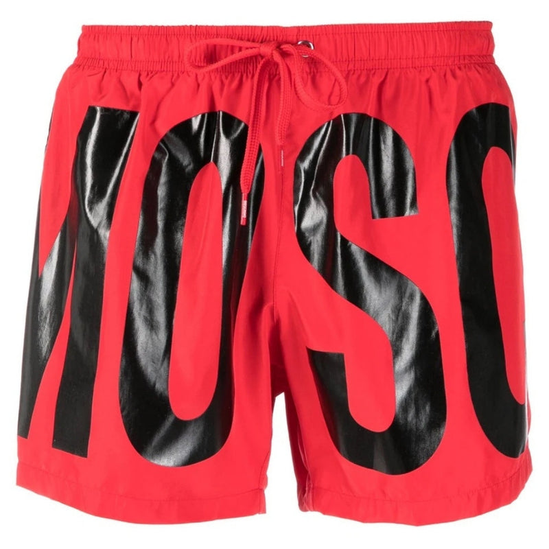 Moschino Brand Print Logo Red Short Swim Shorts XS