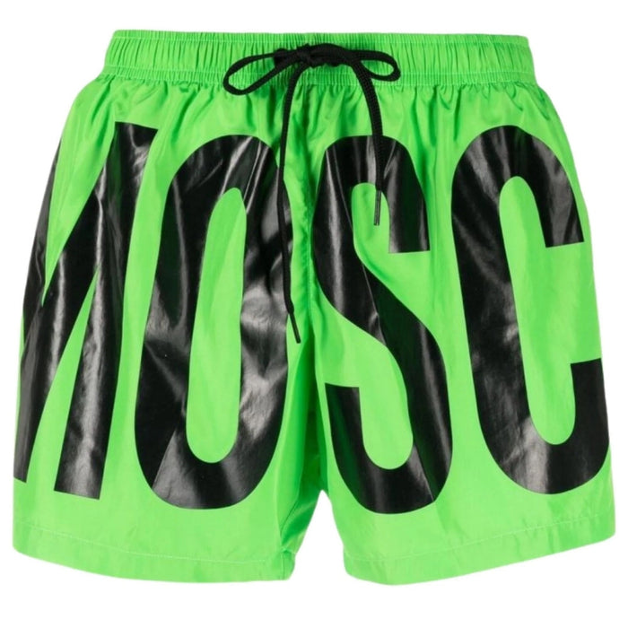 Moschino Brand Print Logo Green Short Swim Shorts XL