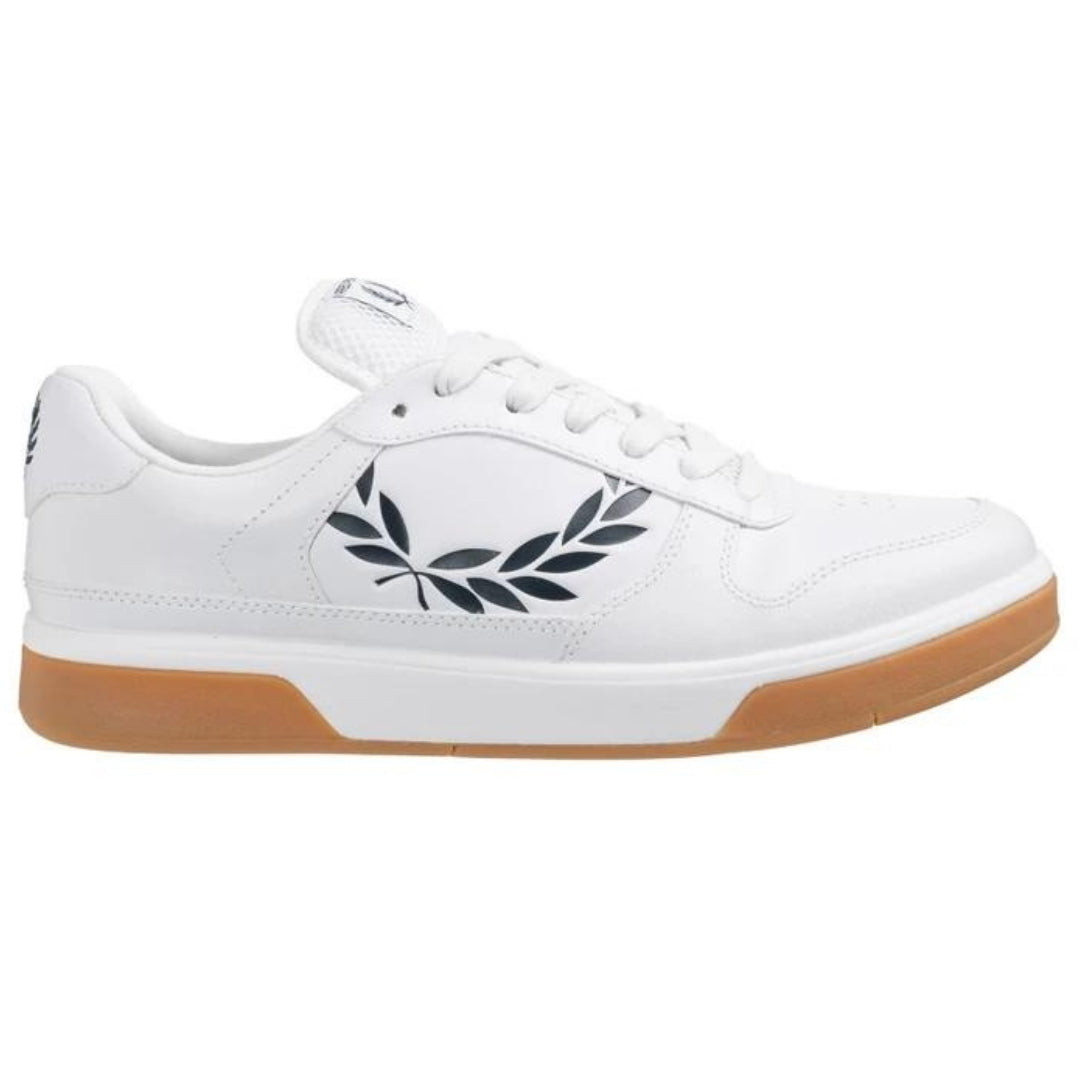 Fred Perry B300 Textured Leather White Trainers