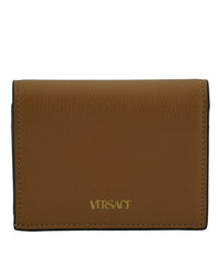 Versace – Elegante, kompakte Lederbrieftasche in Braun