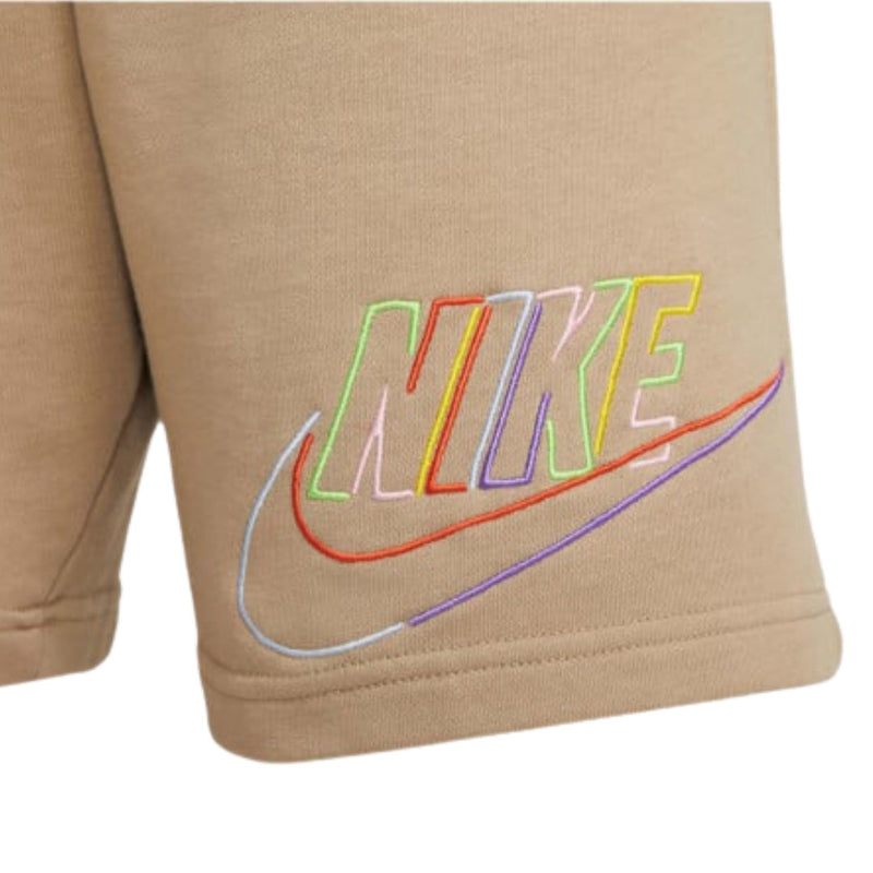 Nike Branded Multicoloured Swoosh Logo Light Brown Shorts XS