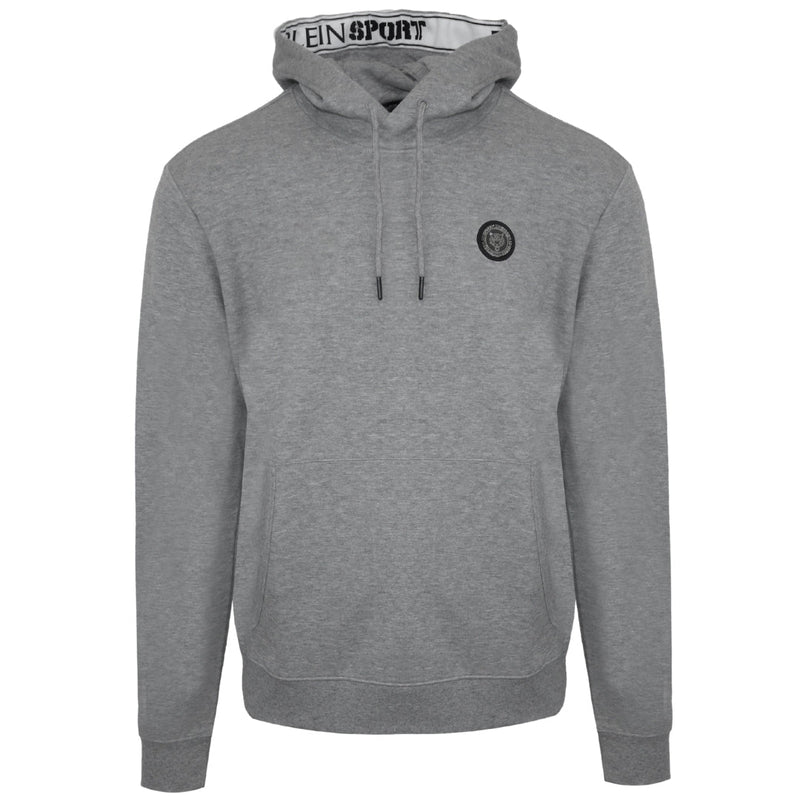 Plein Sport Large Circle Logo On Back Taped Hood Grey Hoodie S