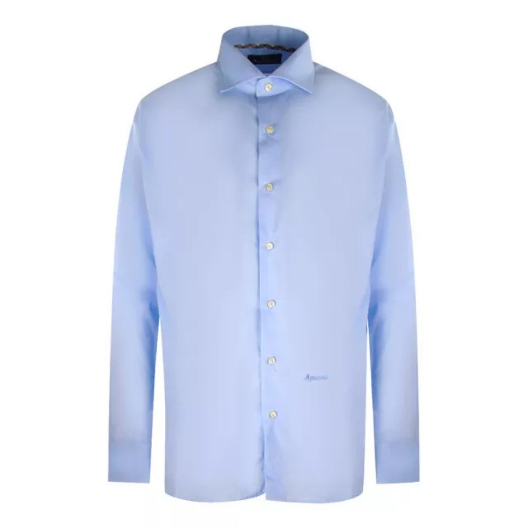 Aquascutum Plain Long Sleeved Light Blue Shirt XS