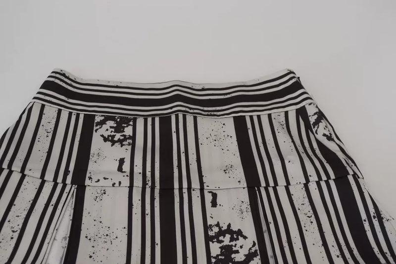 Dsquared² Gray Black Stripes Mid Waist A-line Mini Skirt