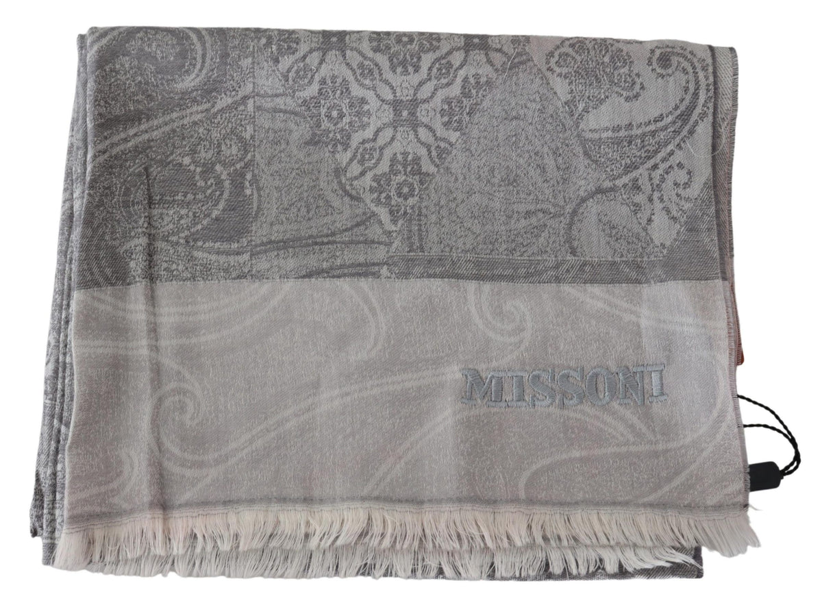 Missoni – Eleganter Wollschal mit Paisleymuster in Grau