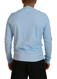 Dsquared² Light Blue Printed Long Sleeves Men Sweater