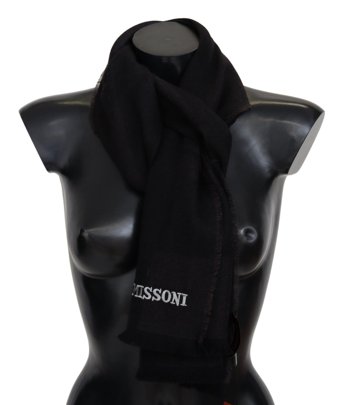 Missoni – Eleganter schwarzer Wollschal mit Logo-Stickerei