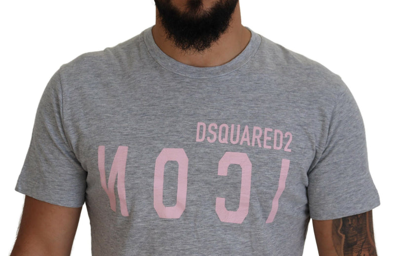Dsquared² Gray Logo Cotton Short Sleeves Crewneck T-shirt
