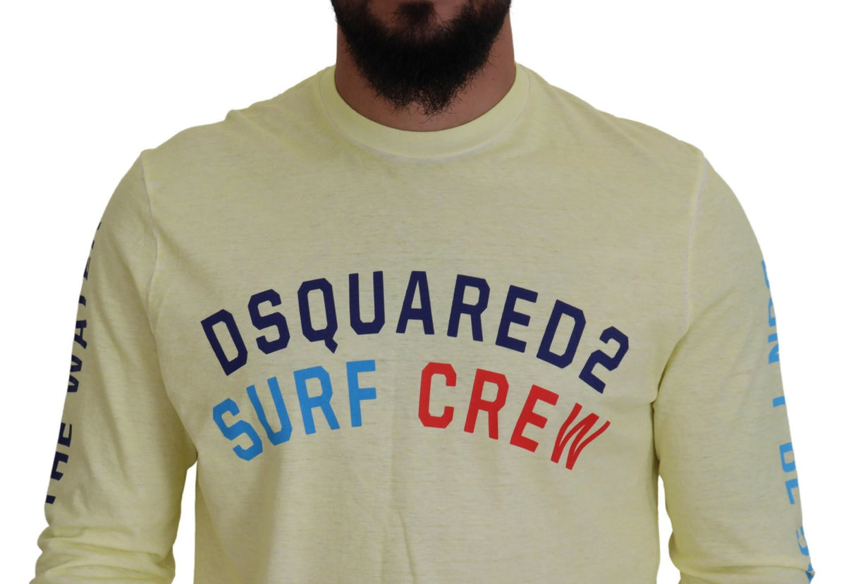 Dsquared² Yellow Colorful Print Long Sleeves Top T-shirt