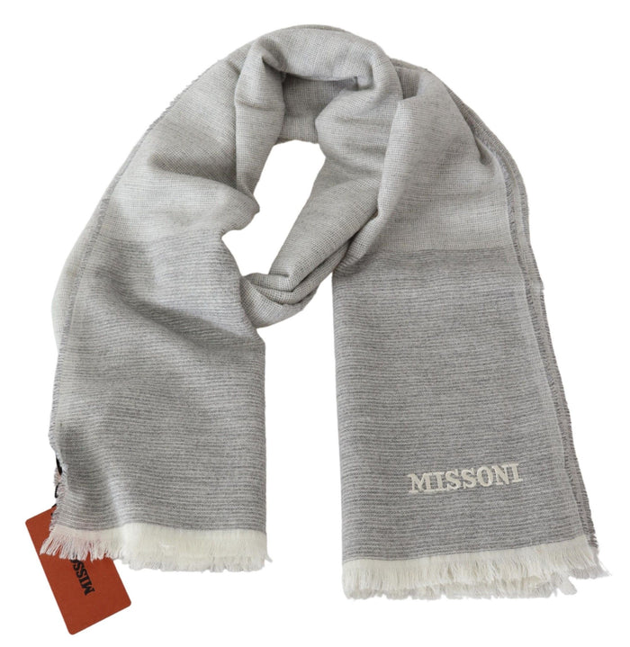 Missoni – Eleganter, beiger Wollschal mit Stickdetail