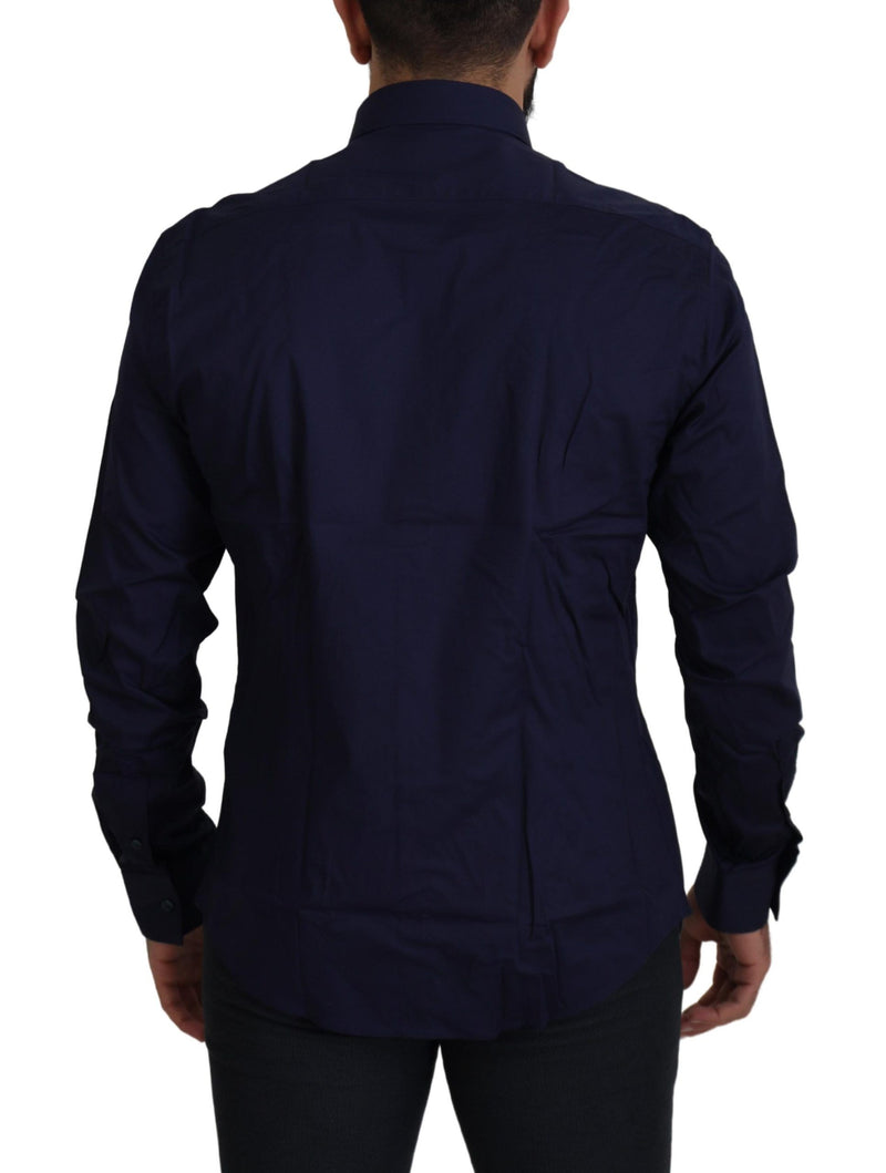 Versace Collection Elegantes dunkelblaues Oberhemd aus Baumwollmischung