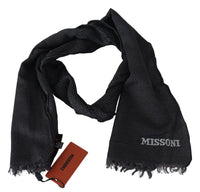 Missoni – Eleganter schwarzer Wollschal mit Fransen