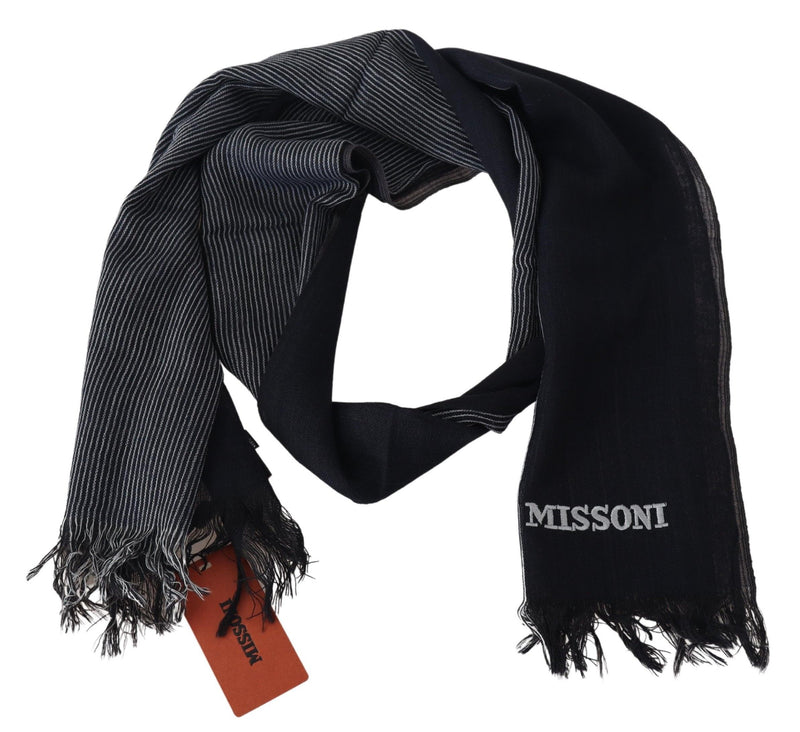 Missoni – Schwarzer, gestreifter Unisex-Halswickelschal aus Wolle