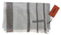 Missoni Mehrfarbiger Unisex-Schal aus Wolle mit Streifen und Fransen