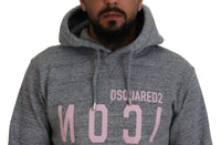 Dsquared² Gray Cotton Hooded Printed Men Pullover Sweater