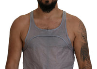 Dsquared² Light Gray Cotton Sleeveless Tank Men Top T-shirt